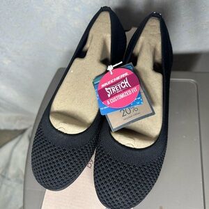 Skechers Women's Cleo Sport Stretch Fit Slip On Walking Flats Black Size 6